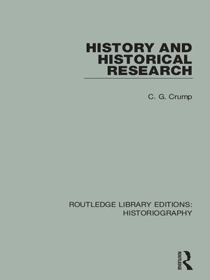 cover image of History and Historical Research